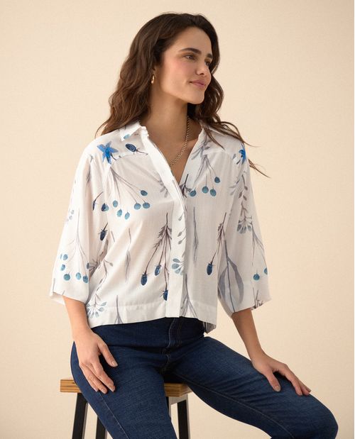 Camisa de tela fluida para mujer