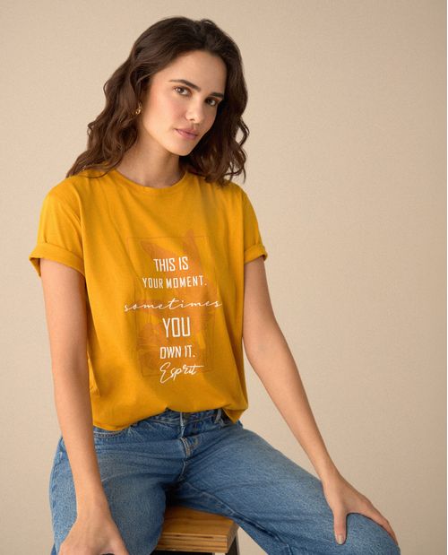 Camiseta manga corta estampada para mujer