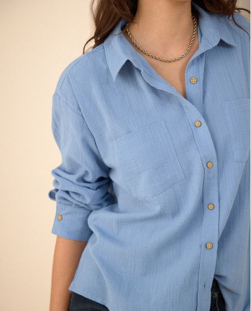 Camisa de tela con textura para mujer