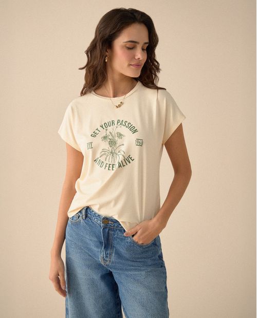 Camiseta básica estampada para mujer