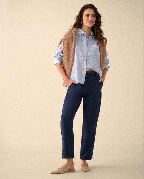 Pantalón con bolsillos de ribete para mujer