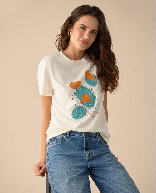 Camiseta con detalles en lentejuelas para mujer