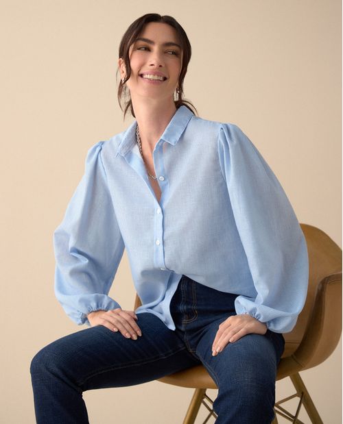 Camisa manga larga con volumen para mujer