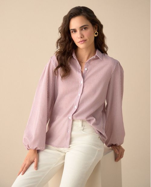 Camisa manga larga con volumen para mujer