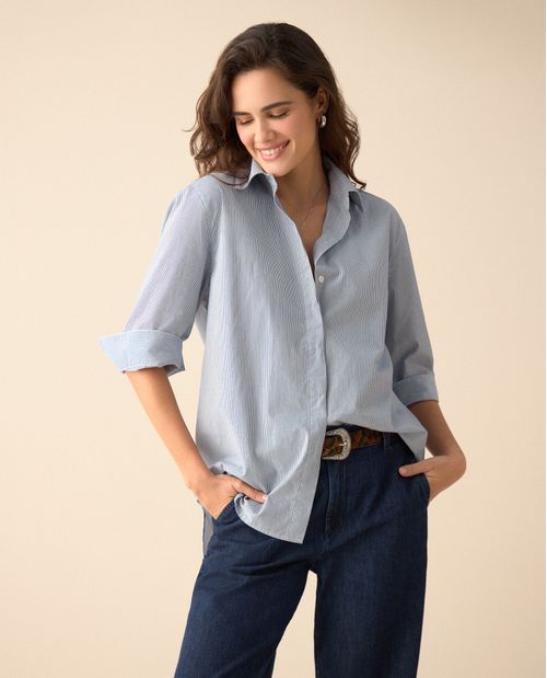 Camisa de diseño abierto para mujer