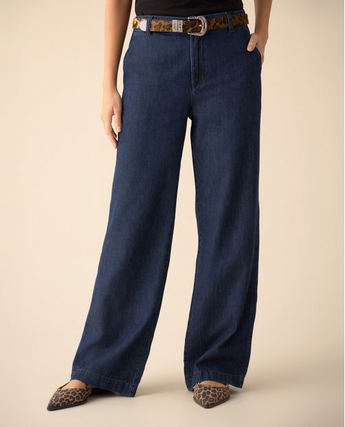 Jean con ajuste cruzado en pretina para mujer