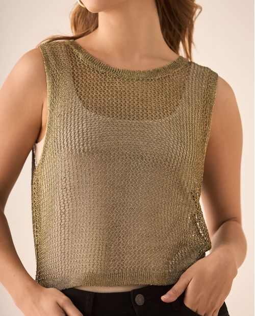 Camisa tejida manga sisa para mujer