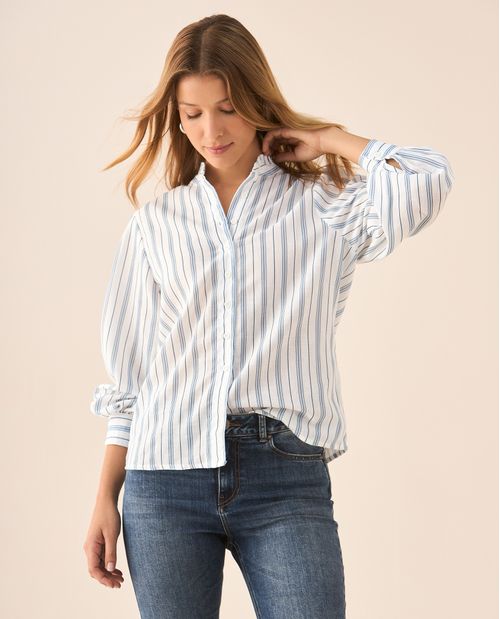 Camisa de diseño a rayas para mujer