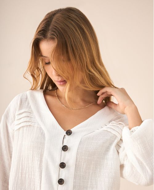 Camisa con escote en V para mujer