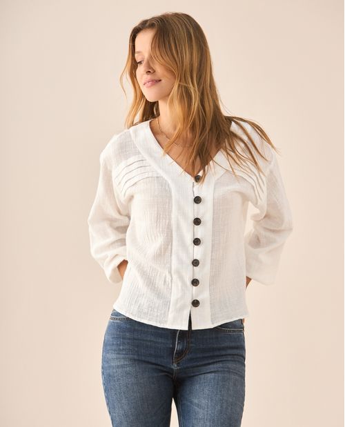 Camisa con escote en V para mujer