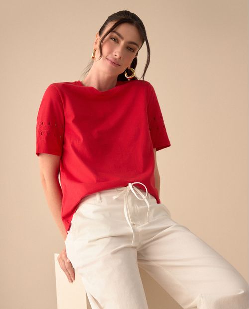 Camiseta básica de manga corta para mujer