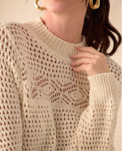Buzo tejido de diseño cerrado para mujer