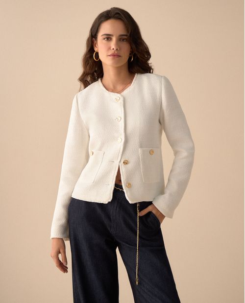 Chaqueta elegante pretinera para mujer