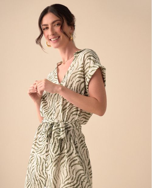 Vestido largo con escote en V para mujer