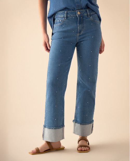 Jean de ruedo con guardapolvo para mujer