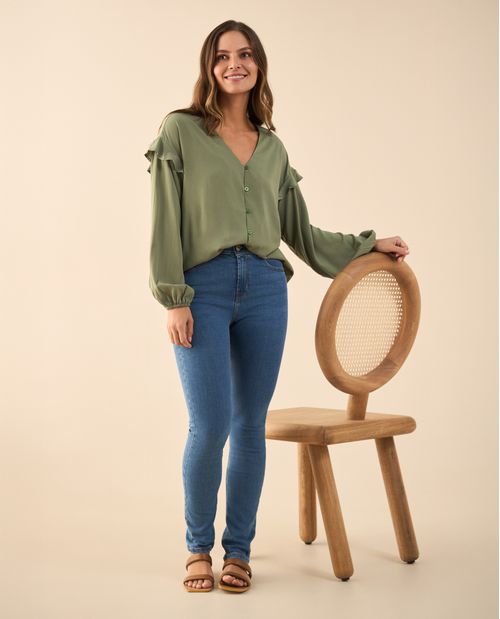 Camisa con bolero en hombros para mujer