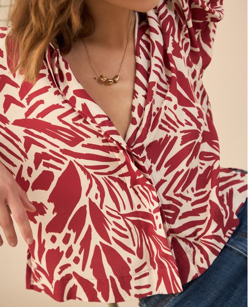 Camisa con escote en V para mujer