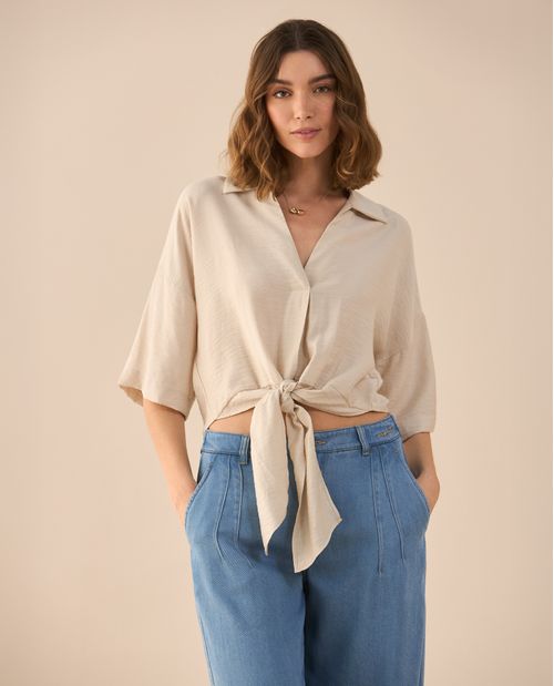 Camisa tipo bowling para mujer