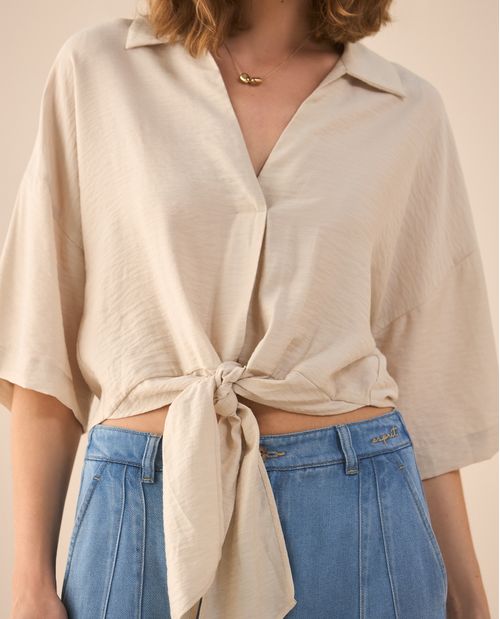 Camisa tipo bowling para mujer