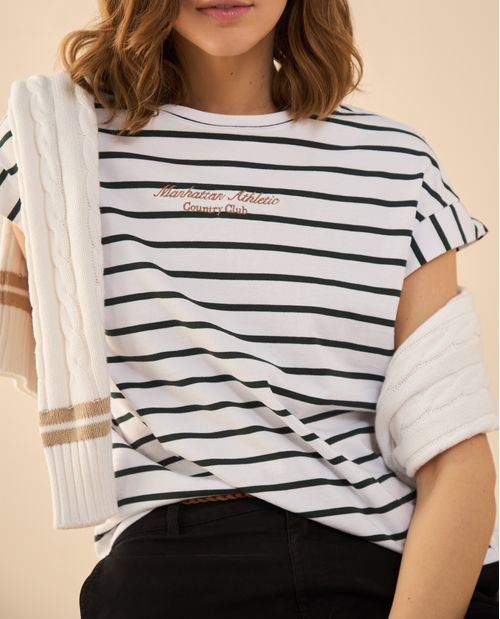 Camiseta manga corta con pieza para mujer