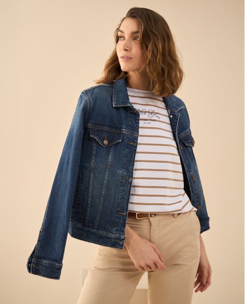 Camiseta manga corta con pieza para mujer