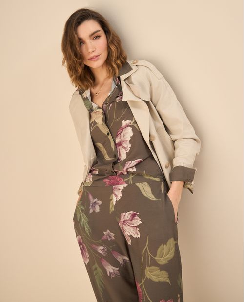 Camisa estampada de flores para mujer