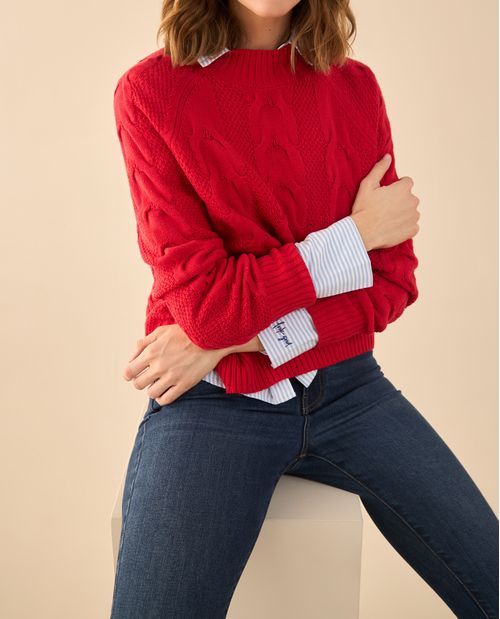 Buzo tejido de diseño cerrado para mujer