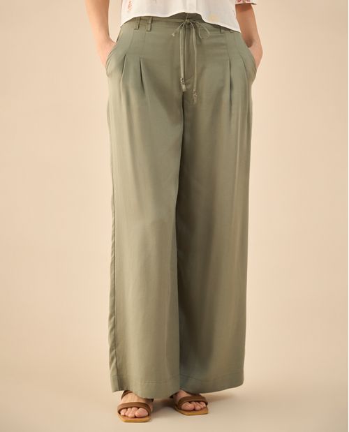 Pantalón de cordón ajustable en cintura para mujer