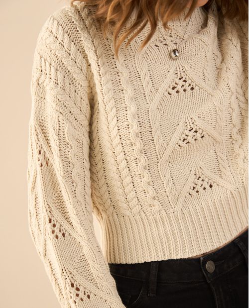 Buzo tejido de diseño cerrado para mujer