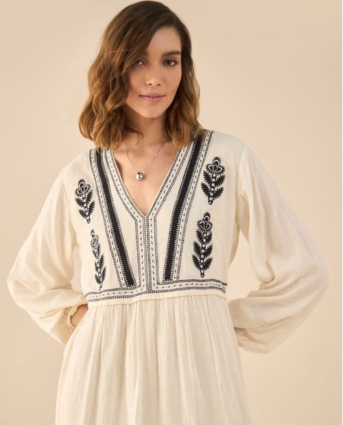 Vestido corto con escote en V para mujer