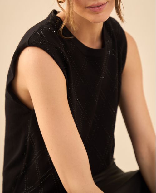 Camisa tejida manga sisa para mujer