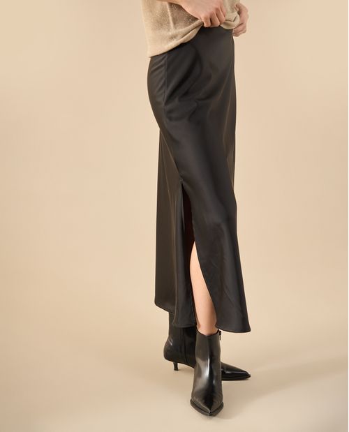 Falda larga en satín para mujer