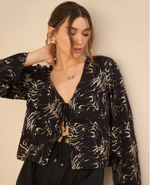 Camisa con escote en V para mujer