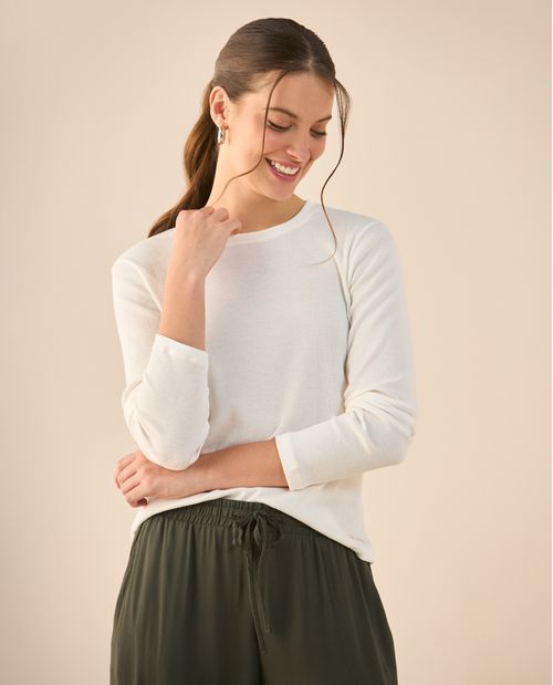 Camiseta de tela acanalada para mujer