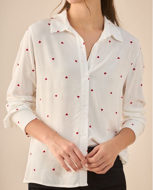 Camisa con mini prints de corazones para mujer