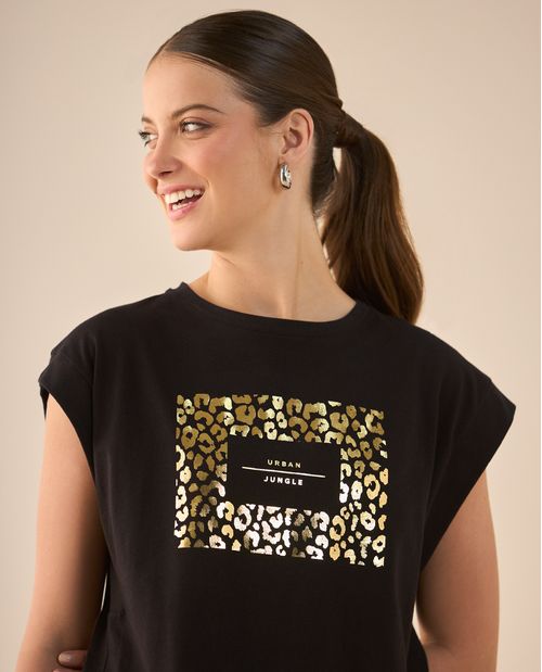 Camiseta con estampado de animal print para mujer