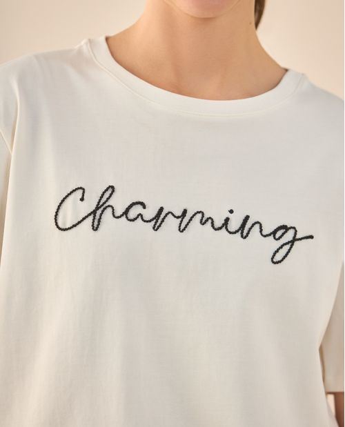Camiseta estampada en frente para mujer