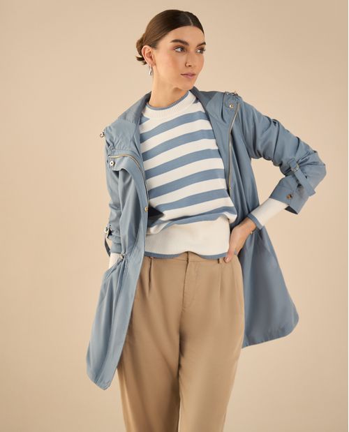 Chaqueta tipo impermeable con capucha para mujer