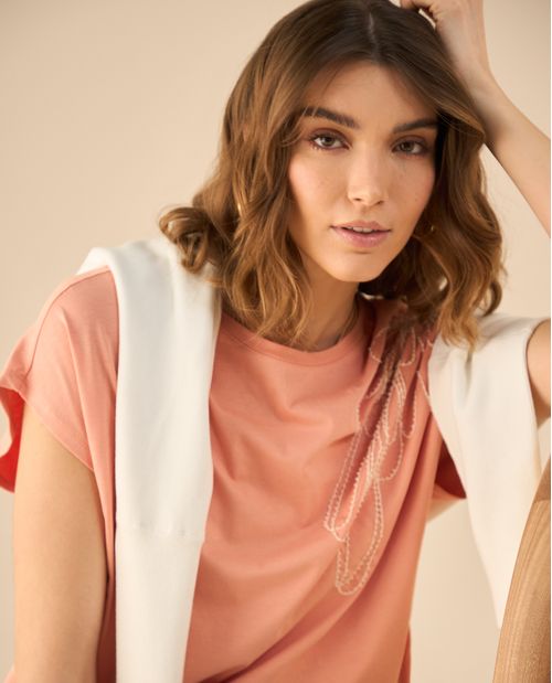 Camiseta básica estampada para mujer