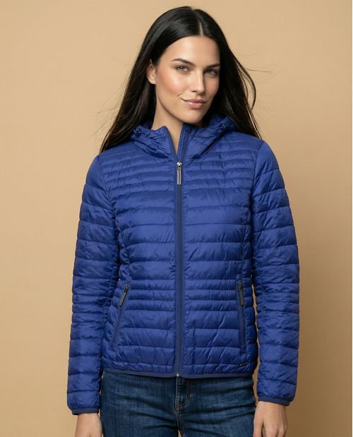 Chaqueta acolchada con capucha y cierre frontal