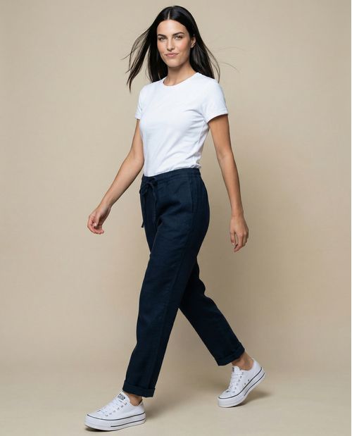 Pantalón de lino con cordón ajustable