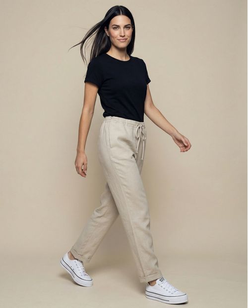 Pantalón de lino con cordón ajustable